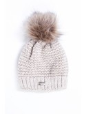 Beige herringbone winter hat C44 - Online store - Boutique